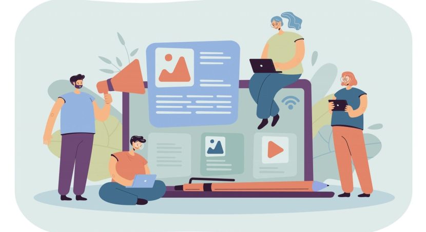 Bloggers and influencers writing articles scaled 1