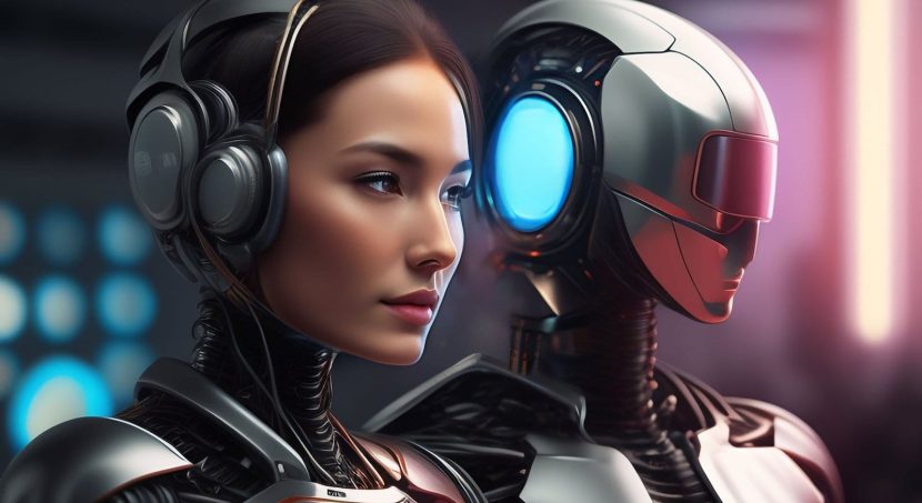 woman robot with headphones 1