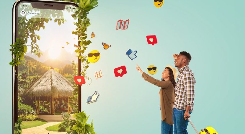 full shot people traveling concept
