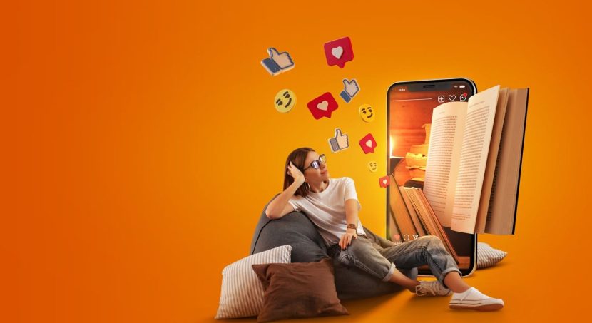 full shot woman reading with smartphone scaled 1